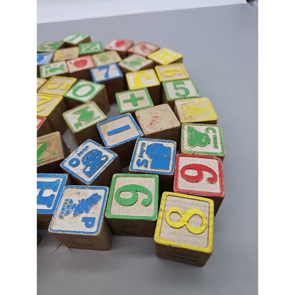 Wooden Alphabet And Numbers Blocks For Kids 61 Blocks Total - 1  1/4" - - Picture 4 of 4